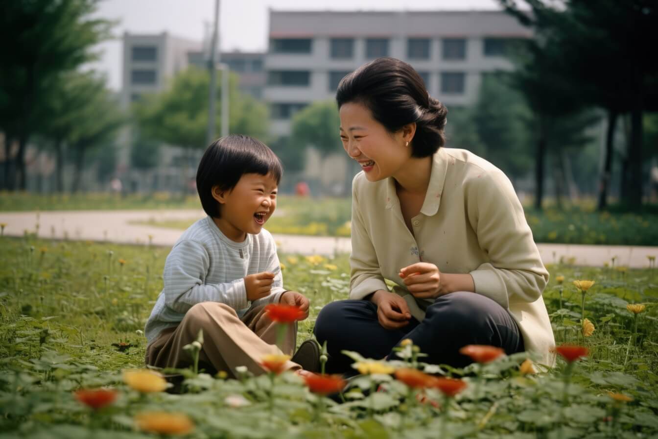 mom and child playing