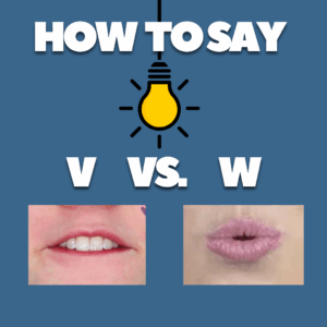 Close-up of lips showing how to pronounce V and W sounds in English